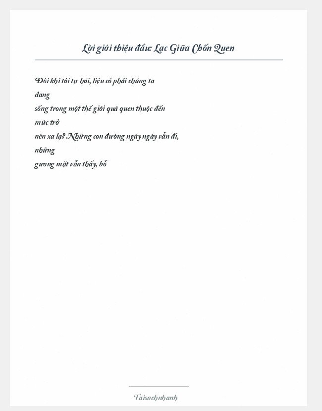 Trích đoạn Lạc Giữa Chốn Quen