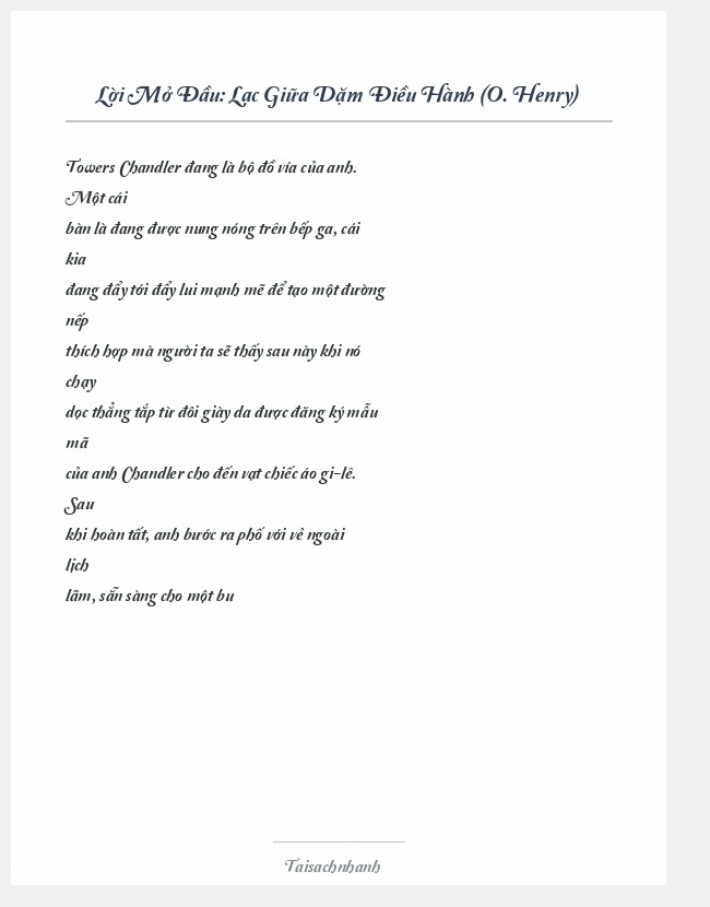 Trích đoạn Lạc Giữa Dặm Điều Hành (O. Henry)
