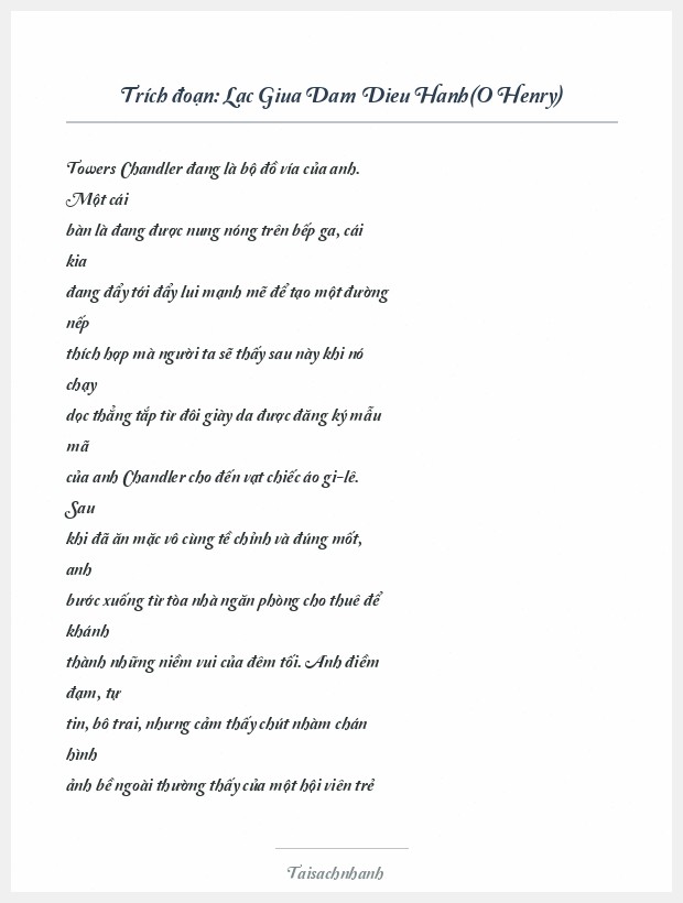 Trích đoạn Lac Giua Dam Dieu Hanh(O Henry)