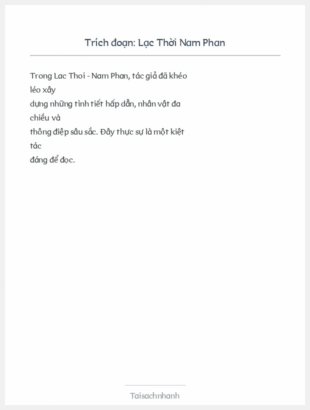 Trích đoạn Lạc Thời Nam Phan