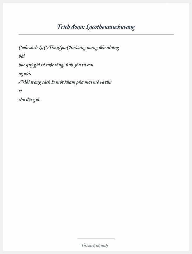 Trích đoạn Lacotheusauchuvang