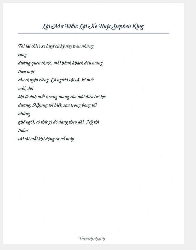 Trích đoạn Lái Xe Buýt Stephen King