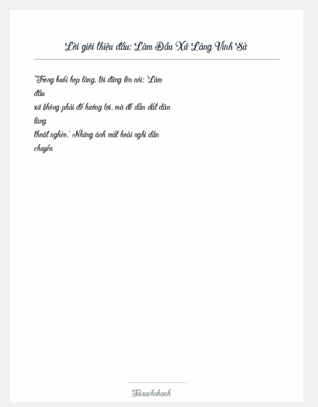 Trích đoạn Làm Đầu Xứ Làng Vinh Sử