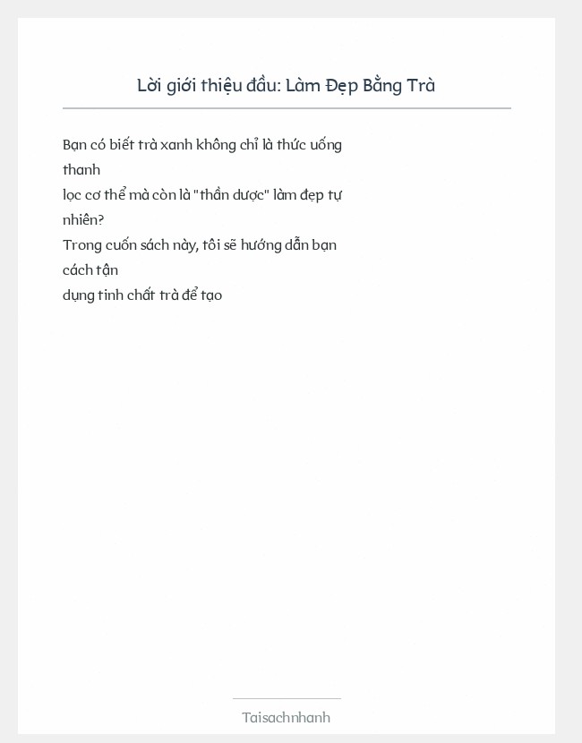 Trích đoạn Làm Đẹp Bằng Trà