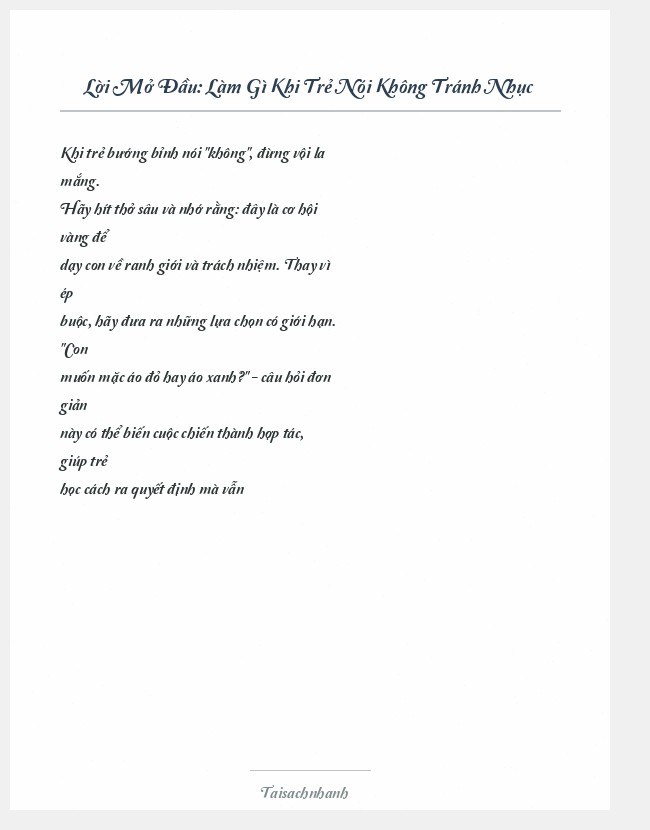 Trích đoạn Làm Gì Khi Trẻ Nói Không Tránh Nhục