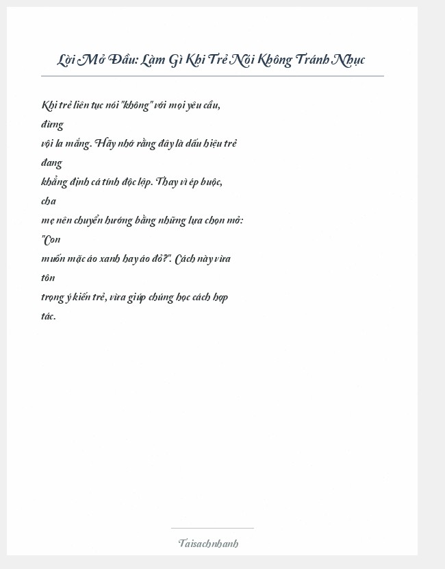 Trích đoạn Làm Gì Khi Trẻ Nói Không Tránh Nhục