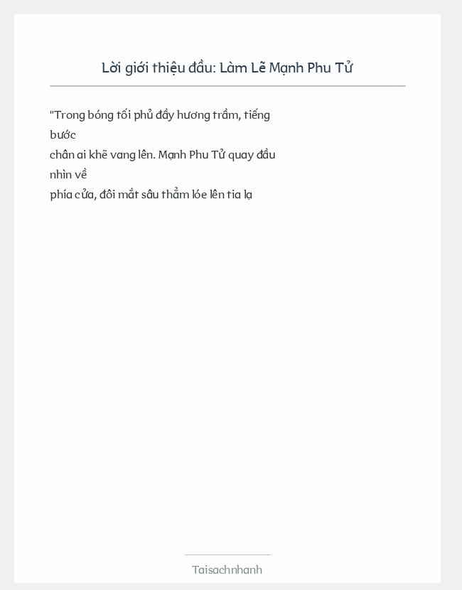 Trích đoạn Làm Lẽ Mạnh Phu Tử