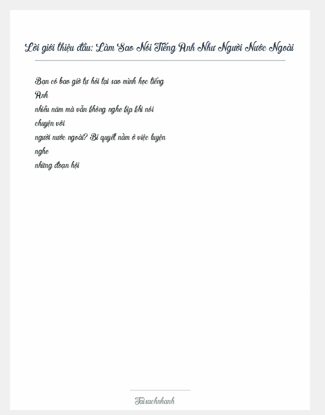 Trích đoạn Làm Sao Nói Tiếng Anh Như Người Nước Ngoài