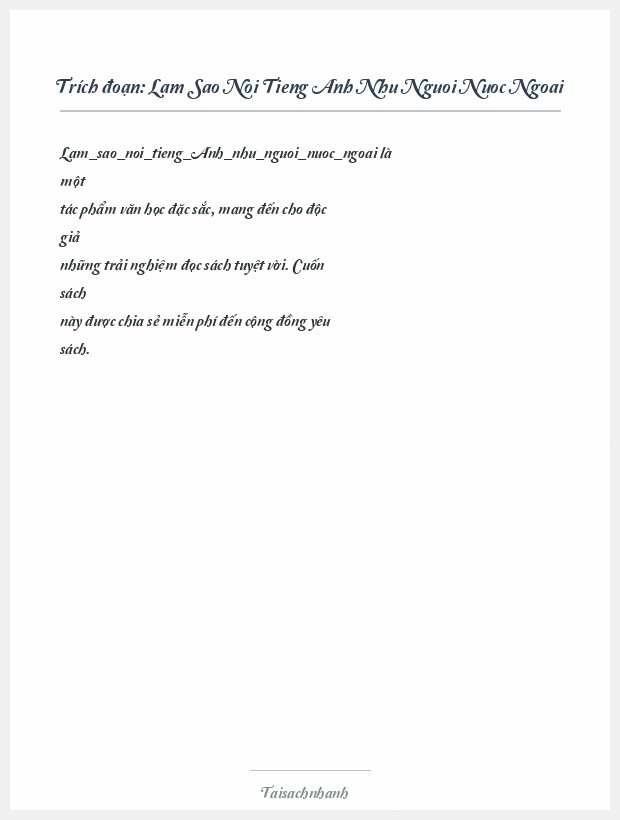 Trích đoạn Lam Sao Noi Tieng Anh Nhu Nguoi Nuoc Ngoai