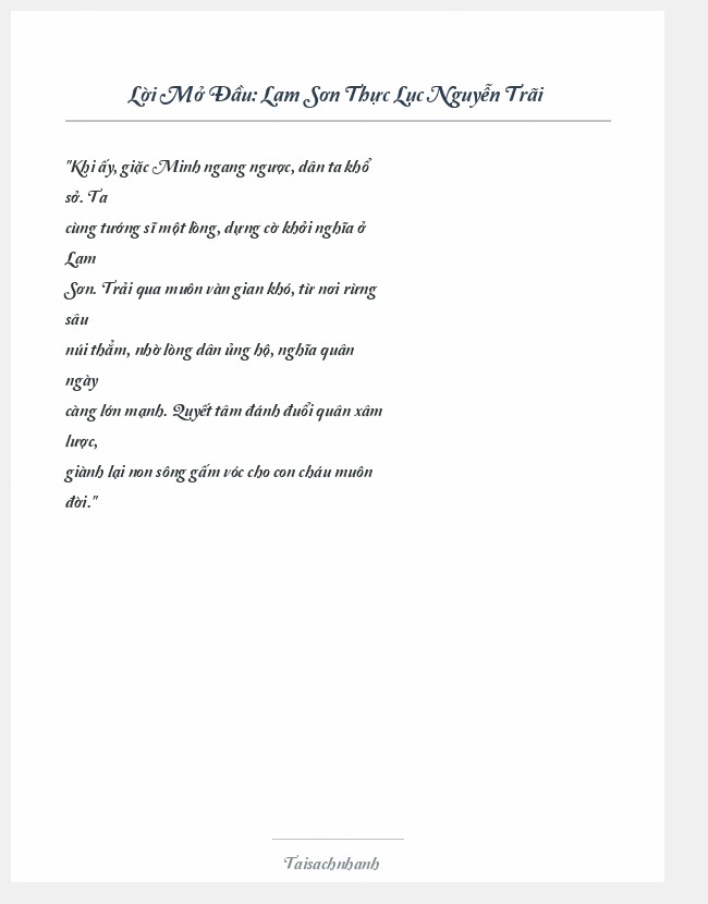 Trích đoạn Lam Sơn Thực Lục Nguyễn Trãi