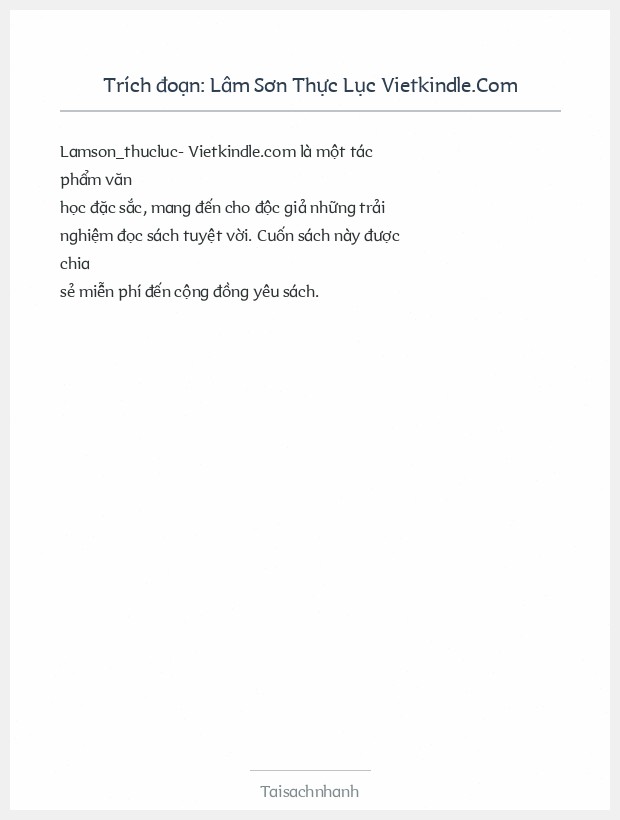 Trích đoạn Lâm Sơn Thực Lục Vietkindle.Com