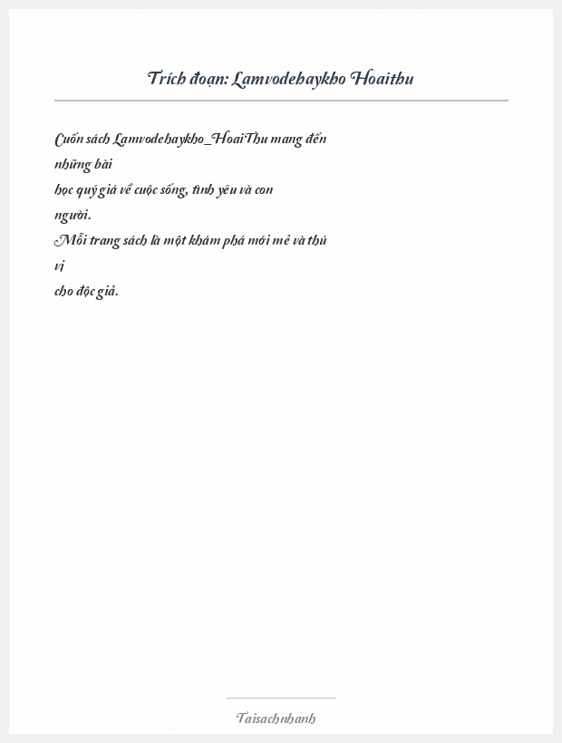 Trích đoạn Lamvodehaykho Hoaithu