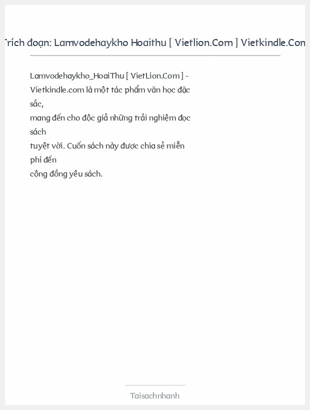 Trích đoạn Lamvodehaykho Hoaithu [ Vietlion.Com ] Vietkindle.Com