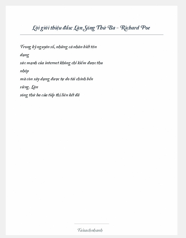 Trích đoạn Làn Sóng Thứ Ba - Richard Poe