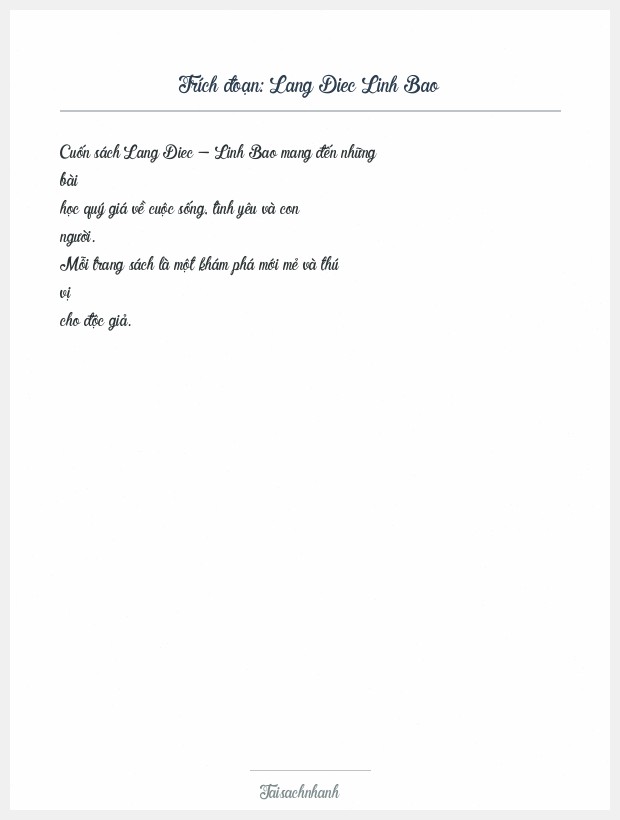 Trích đoạn Lang Diec Linh Bao