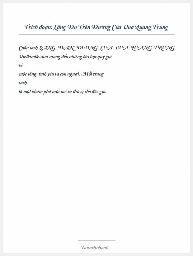 Trích đoạn Lãng Du Trên Đường Của Vua Quang Trung
