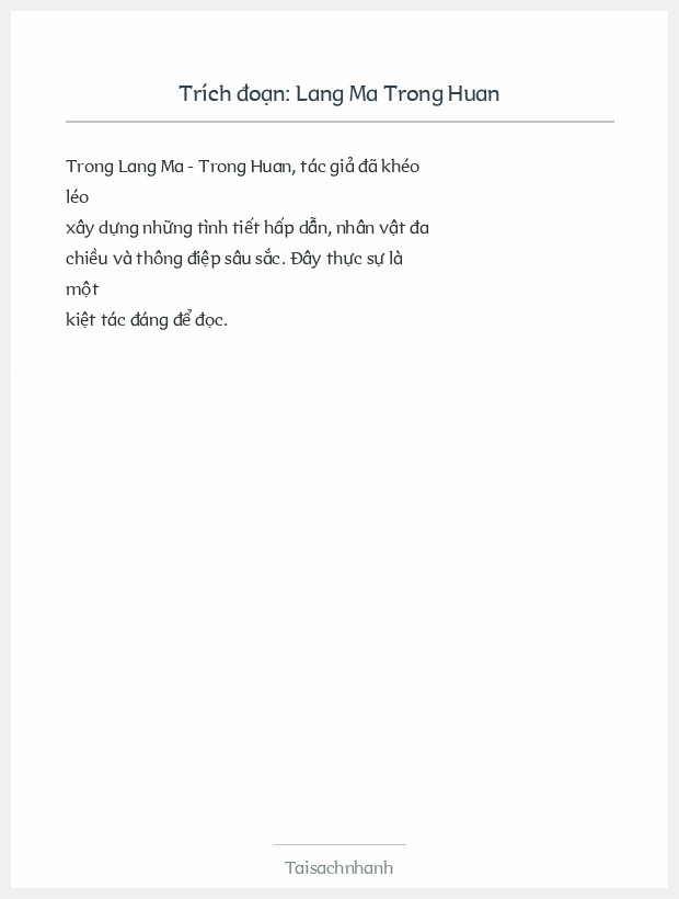 Trích đoạn Lang Ma Trong Huan
