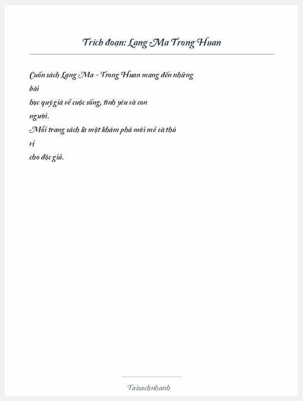 Trích đoạn Lang Ma Trong Huan