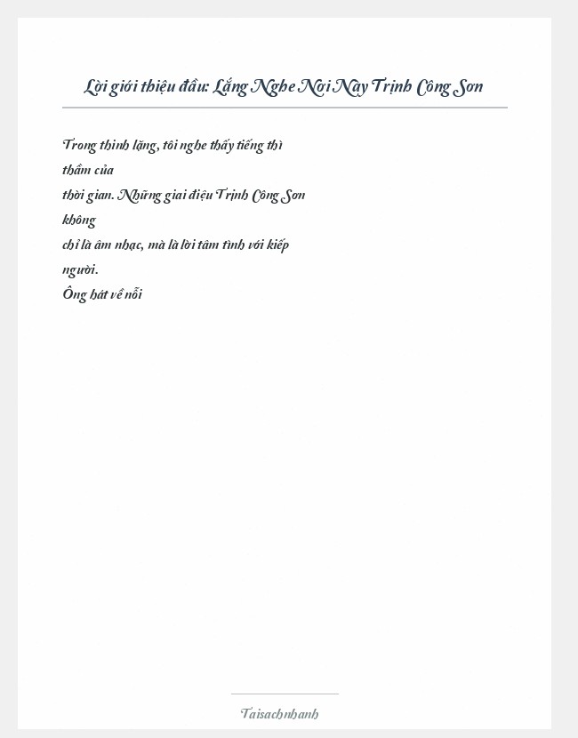 Trích đoạn Lắng Nghe Nơi Này Trịnh Công Sơn