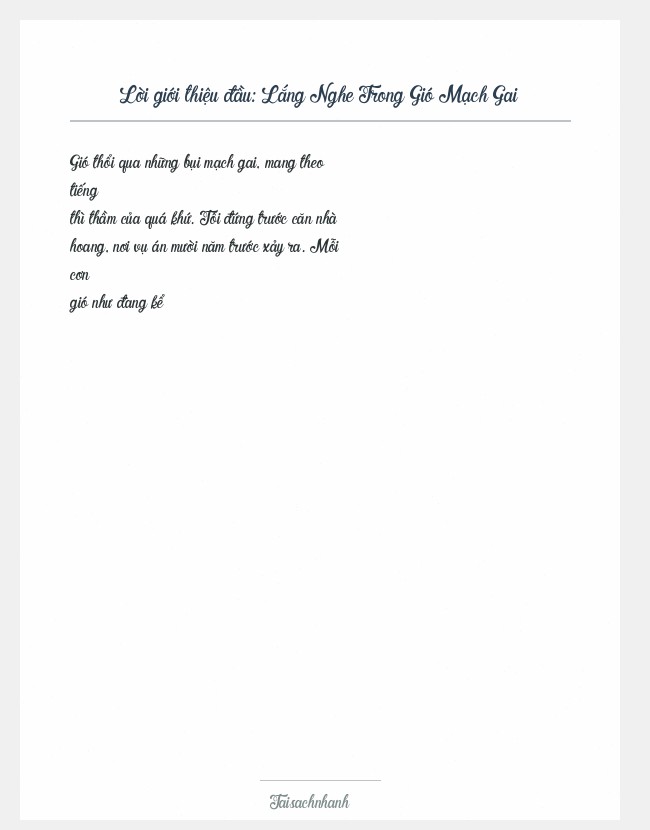 Trích đoạn Lắng Nghe Trong Gió Mạch Gai