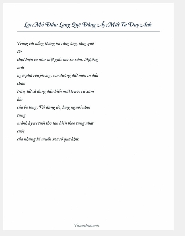 Trích đoạn Làng Quê Đằng Ấy Mất Tạ Duy Anh