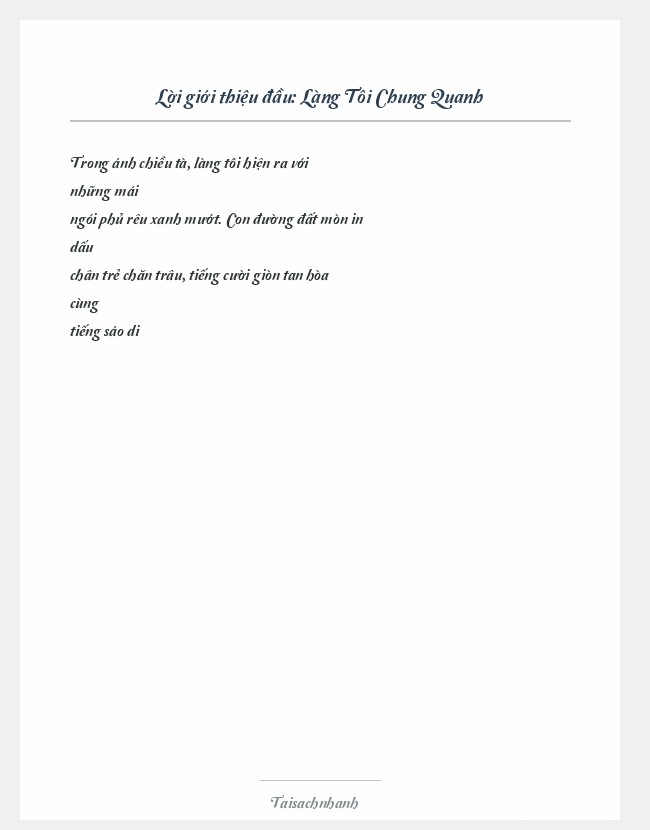 Trích đoạn Làng Tôi Chung Quanh