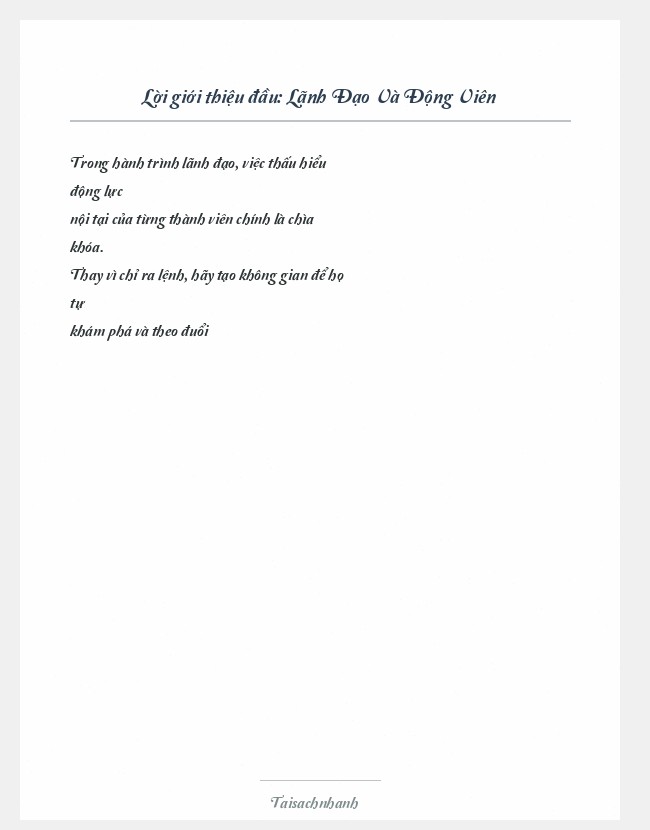 Trích đoạn Lãnh Đạo Và Động Viên