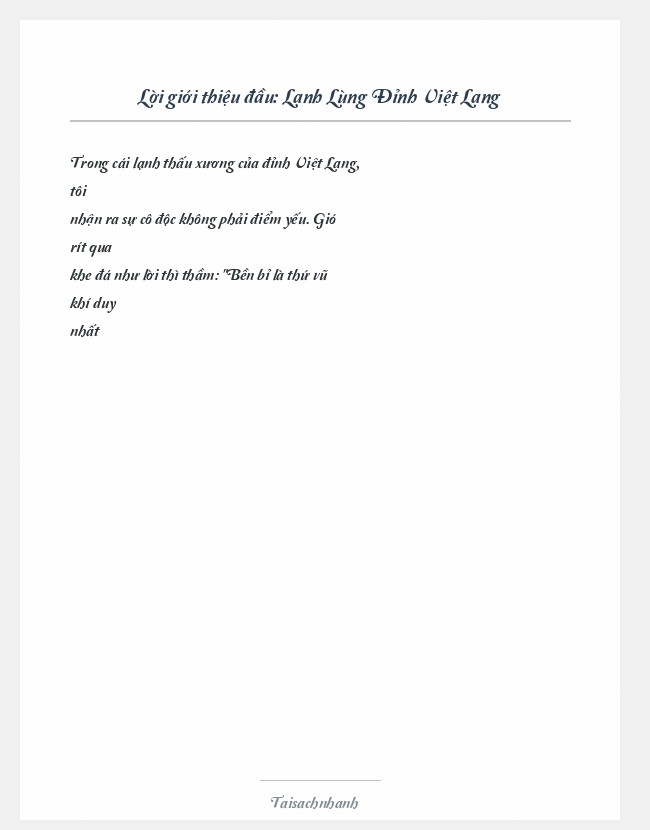 Trích đoạn Lạnh Lùng Đỉnh Việt Lang