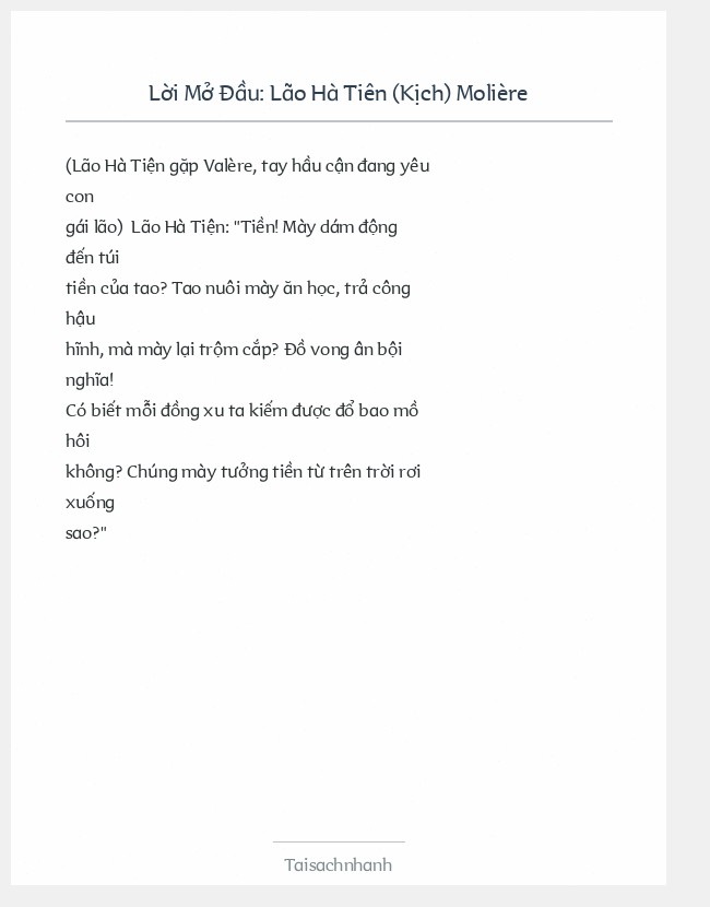 Trích đoạn Lão Hà Tiên (Kịch) Molière