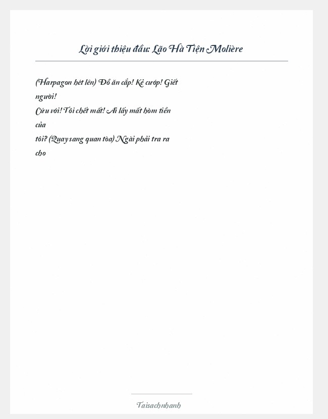 Trích đoạn Lão Hà Tiện Molière