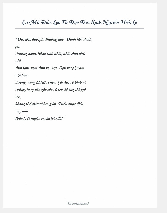 Trích đoạn Lão Tử Đạo Đức Kinh Nguyễn Hiến Lê
