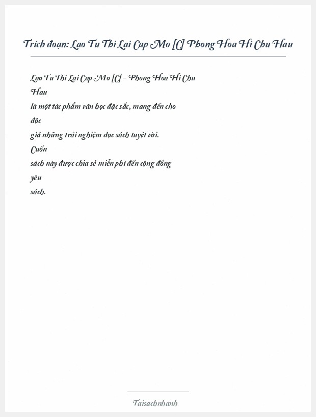 Trích đoạn Lao Tu Thi Lai Cap Mo [C] Phong Hoa Hi Chu Hau