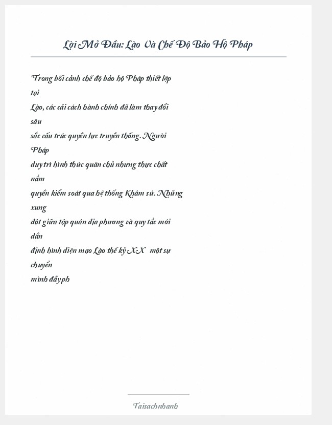 Trích đoạn Lào Và Chế Độ Bảo Hộ Pháp