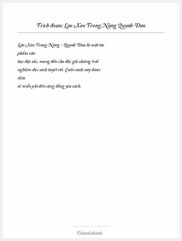 Trích đoạn Lao Xao Trong Nang Quynh Dao