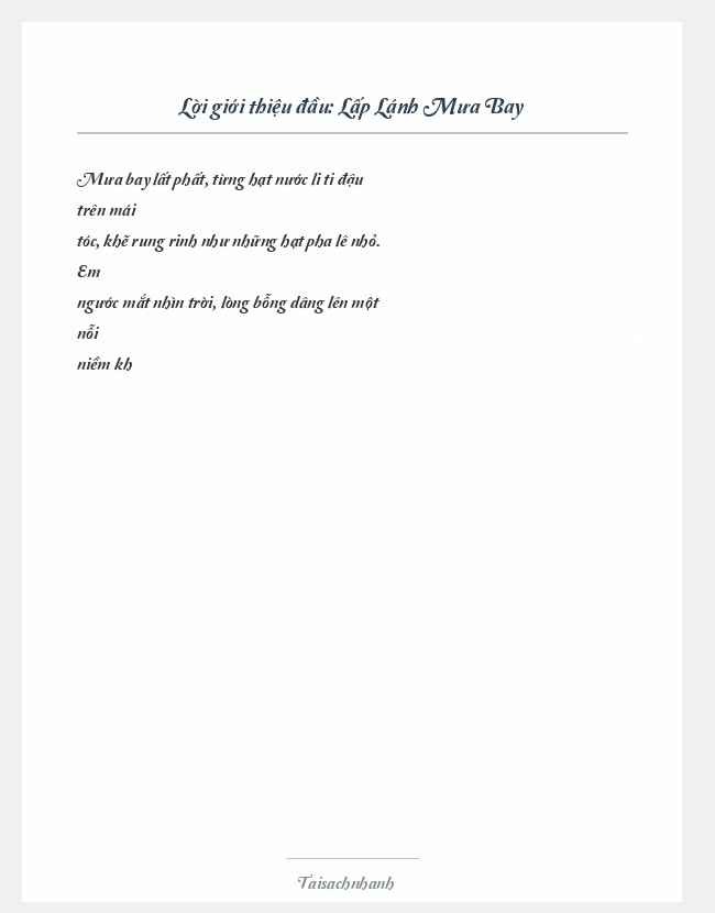 Trích đoạn Lấp Lánh Mưa Bay