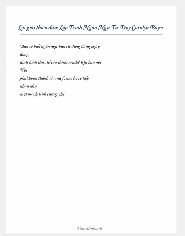 Trích đoạn Lập Trình Ngôn Ngữ Tư Duy Carolyn Boyes