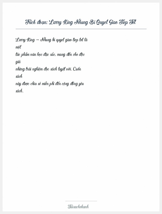 Trích đoạn Larry King Nhung Bi Quyet Giao Tiep Tot