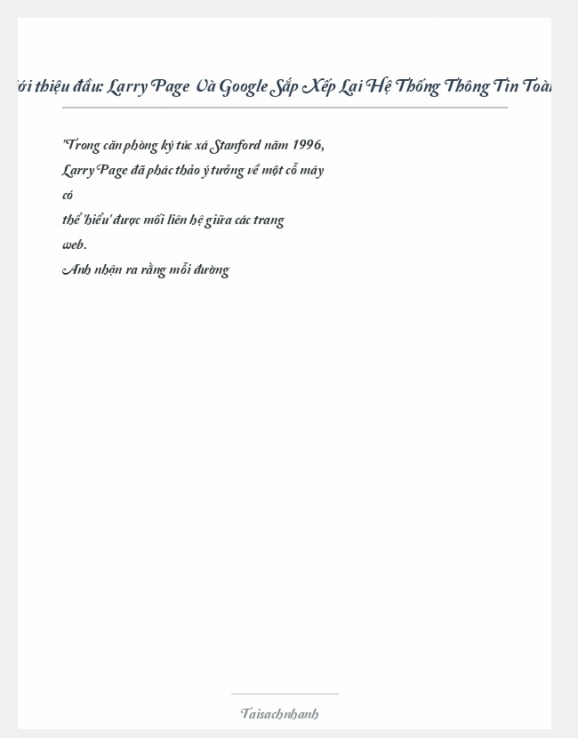 Trích đoạn Larry Page Và Google Sắp Xếp Lại Hệ Thống Thông Tin Toàn Cầu