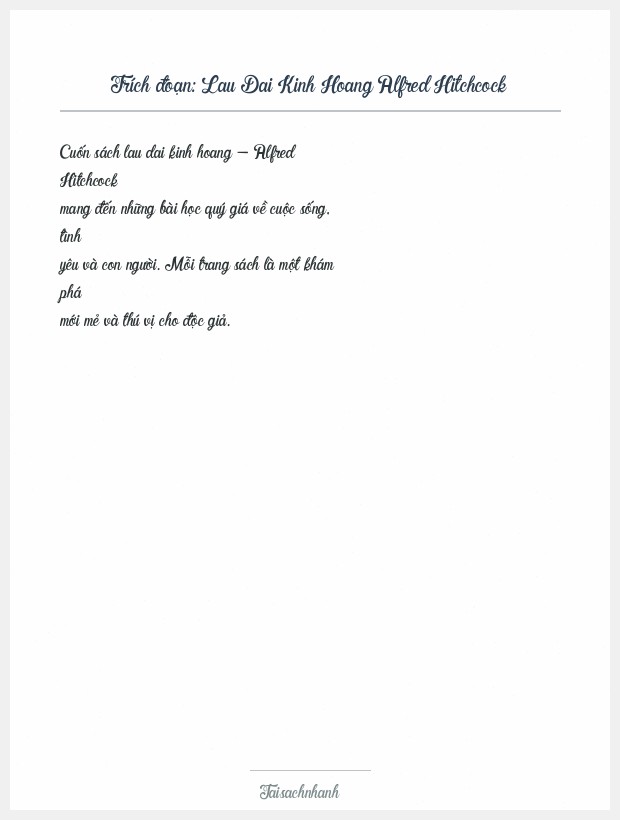 Trích đoạn Lau Dai Kinh Hoang Alfred Hitchcock