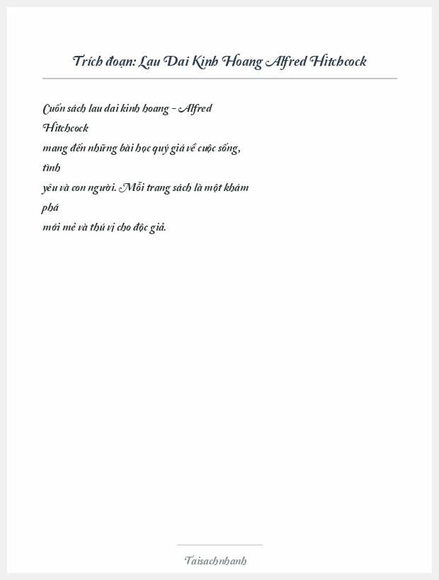 Trích đoạn Lau Dai Kinh Hoang Alfred Hitchcock