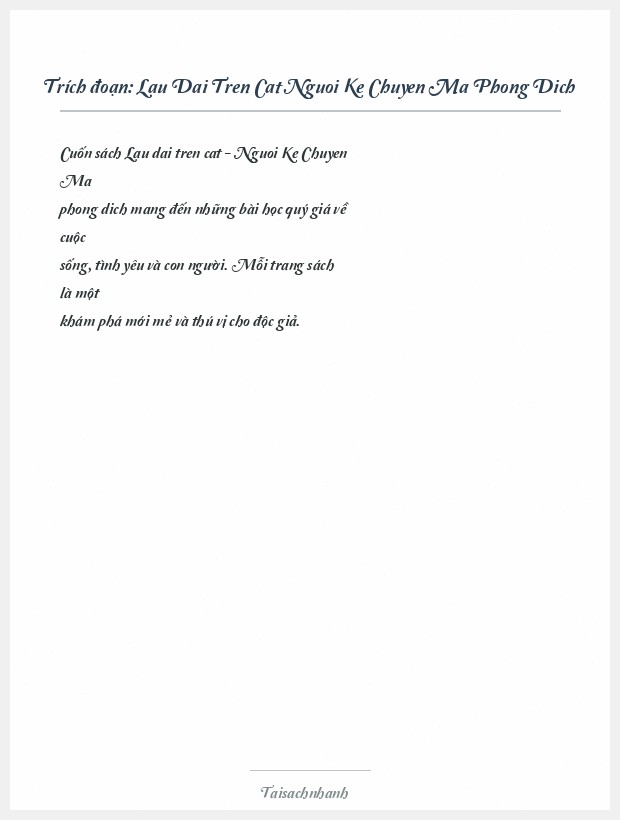 Trích đoạn Lau Dai Tren Cat Nguoi Ke Chuyen Ma Phong Dich