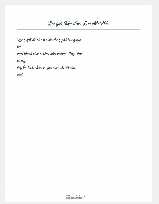 Trích đoạn Lau Mì Phở