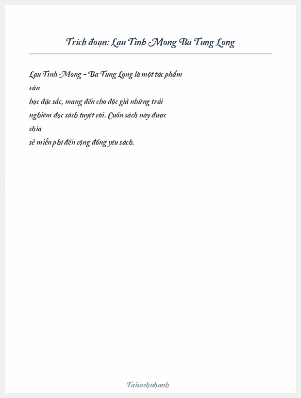 Trích đoạn Lau Tinh Mong Ba Tung Long