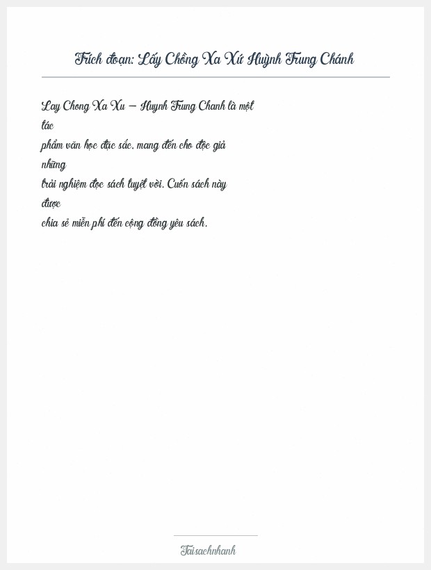 Trích đoạn Lấy Chồng Xa Xứ Huỳnh Trung Chánh