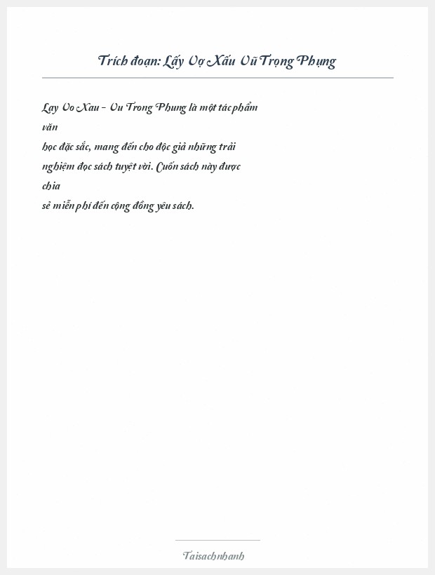 Trích đoạn Lấy Vợ Xấu Vũ Trọng Phụng