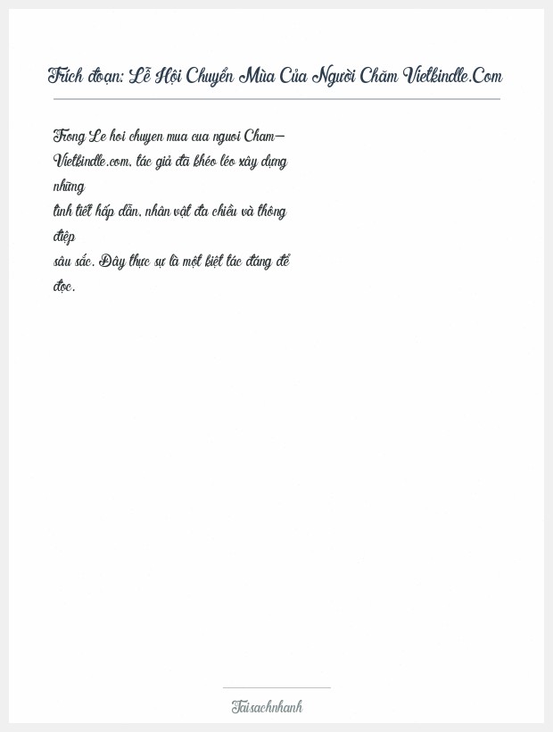 Trích đoạn Lễ Hội Chuyển Mùa Của Người Chăm Vietkindle.Com