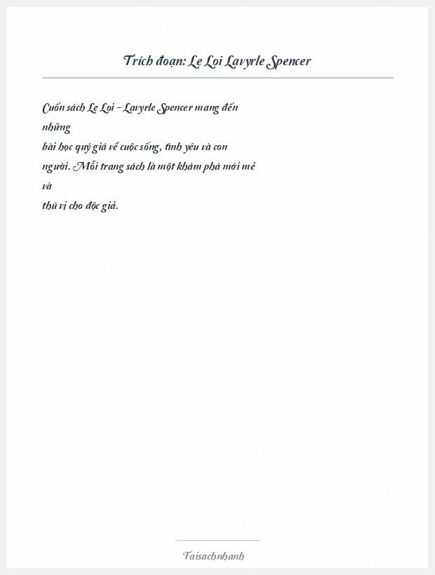 Trích đoạn Le Loi Lavyrle Spencer