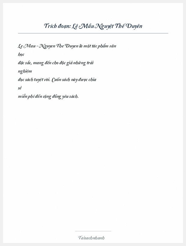 Trích đoạn Lệ Mầu Nguyệt Thế Duyên
