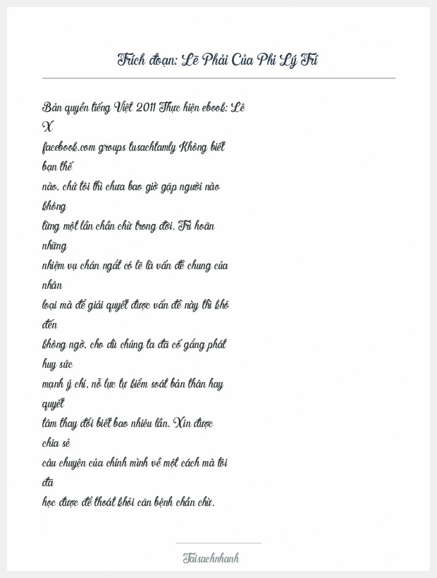 Trích đoạn Lẽ Phải Của Phi Lý Trí