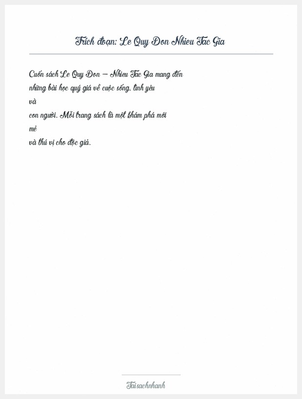 Trích đoạn Le Quy Don Nhieu Tac Gia